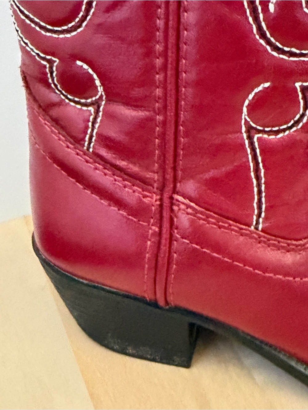 Kids Red Western Cowboy Boots with Silver Toe Accent - Picture 5 of 13